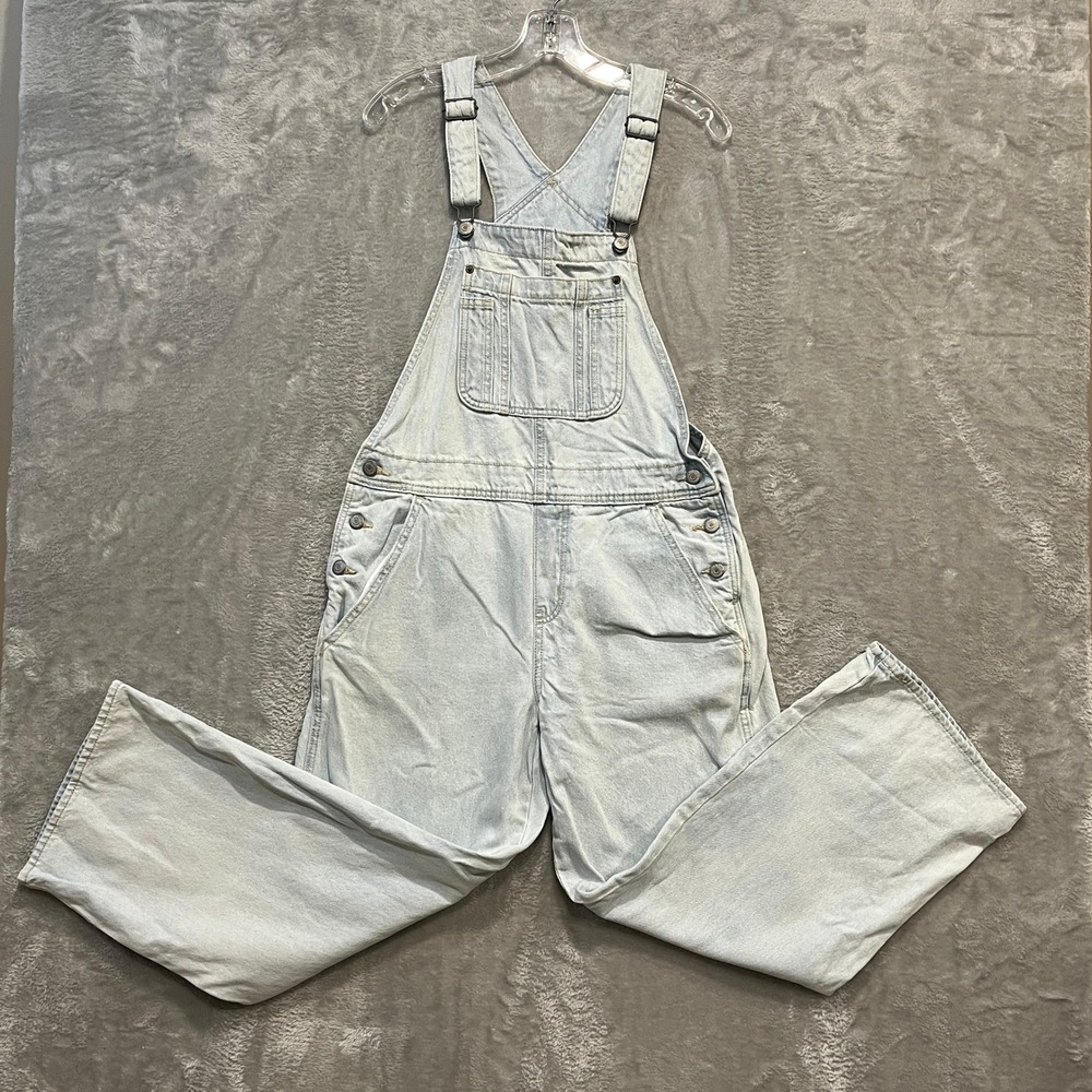 Old Navy Overalls Women 6 Light Blue Baggy Wide Leg Denim Dungarees
